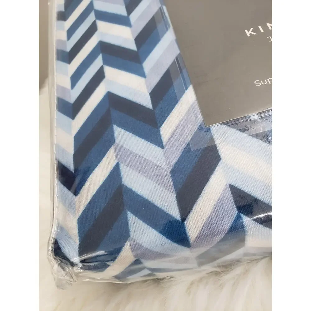 NEW Blue Herringbone Chevron King‎ SHEET SET 4 piece flat fitted boy bedroom men